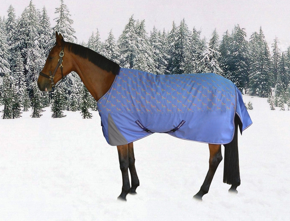 TuffRider 1200D Ripstop Turnout Blanket with 220gms Medium Weight RAINBOW HORSE PRINT