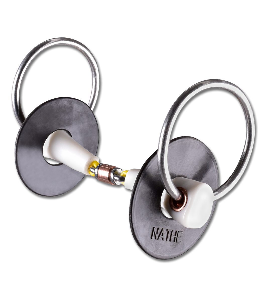 Nathe snaffle with copper lozenge double jointed