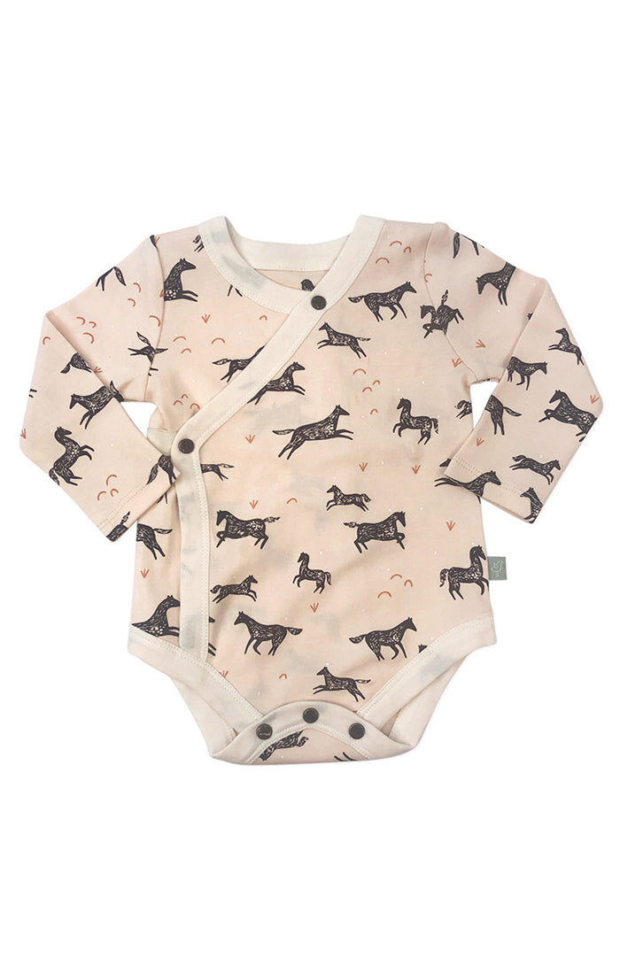 Finn + Emma wild horses pink bodysuit