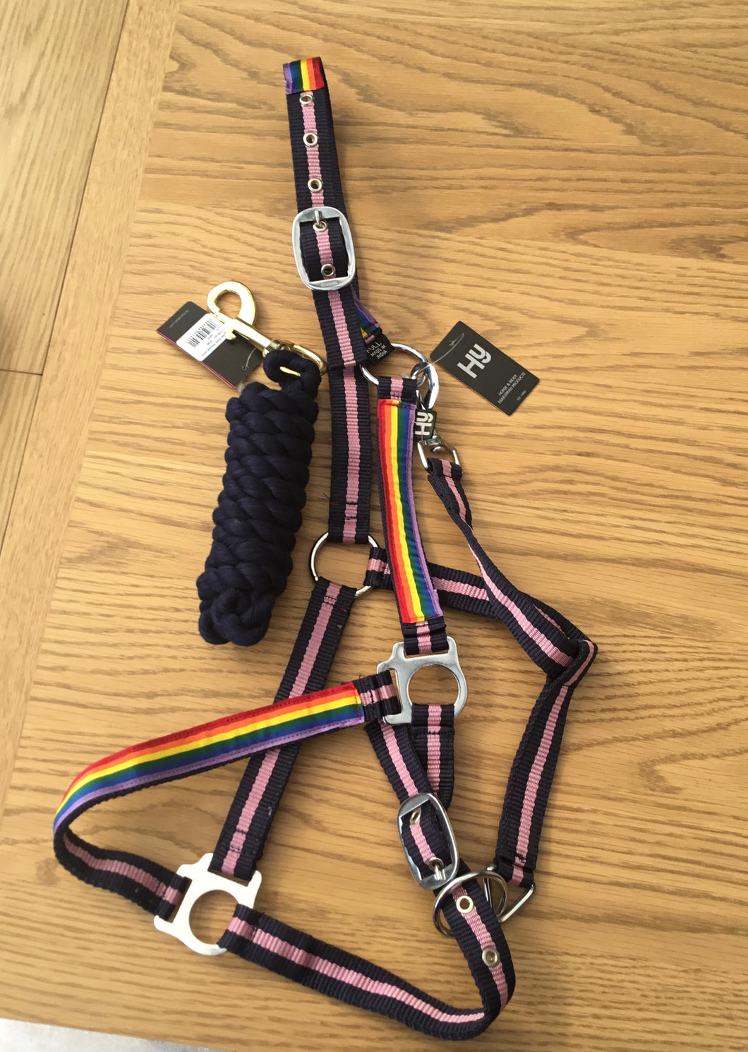 Clearance Rainbow head collar and lead rope sets