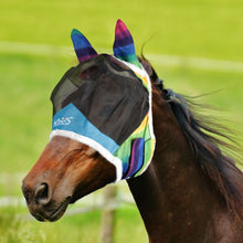 Load image into Gallery viewer, Horses rainbow fly mask
