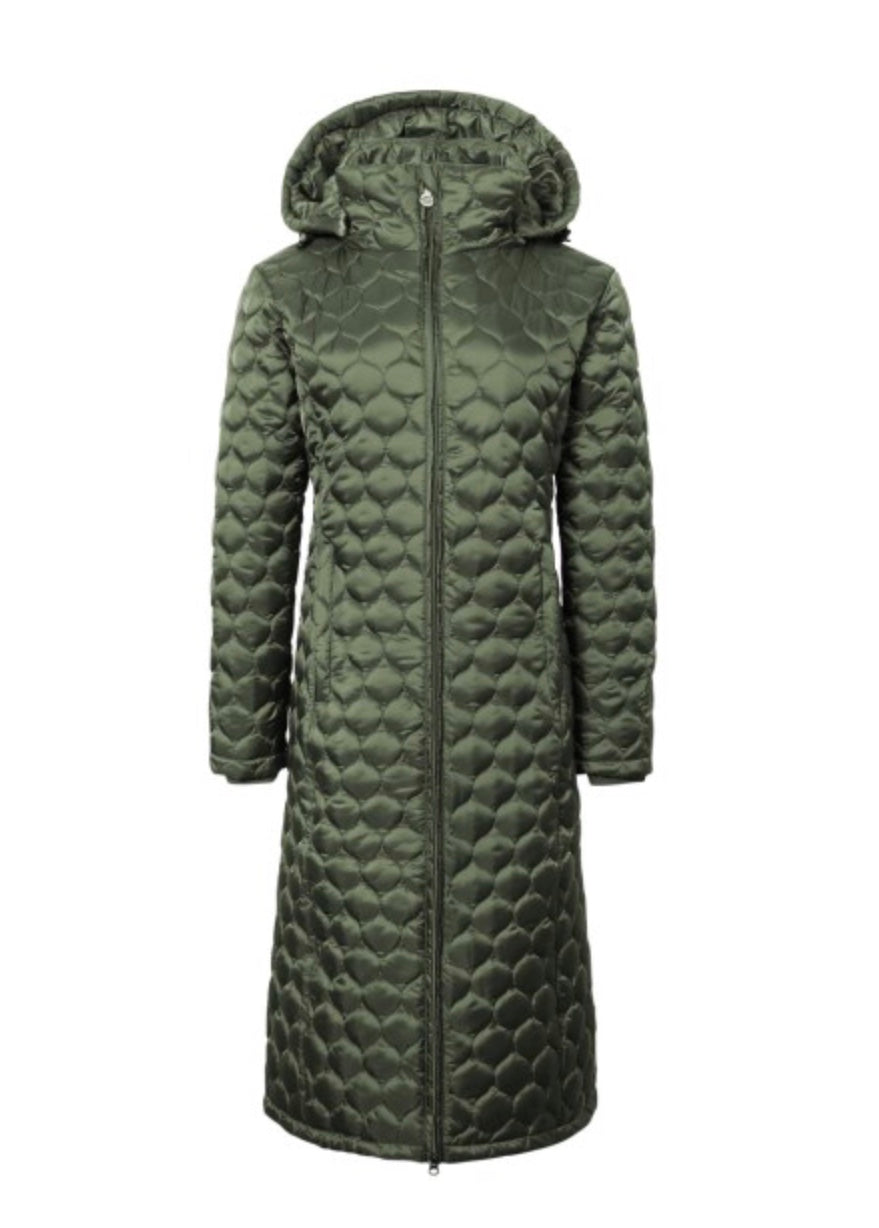 Quilted long riding coat