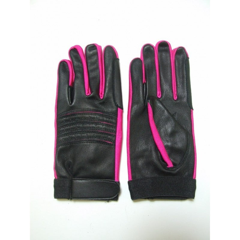 Sheldon Soft Black Leather Riding Gloves with coloured lycra