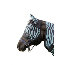 Load image into Gallery viewer, Aqua blue and rose pink zebra fly masks
