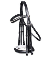 Load image into Gallery viewer, Waldhausen black and white x line double bridle

