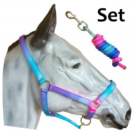 S Aqua unicorn Head collar and rope set